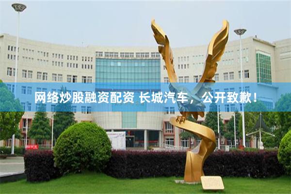 网络炒股融资配资 长城汽车，公开致歉！