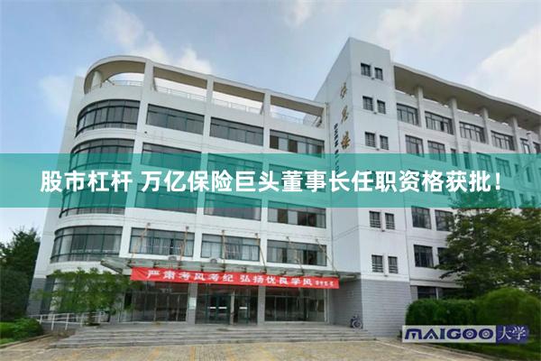 股市杠杆 万亿保险巨头董事长任职资格获批！